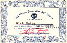 Oakes Associate Membership Card in the Federation, South