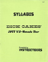 Oakes 1977 U.S.-Canada Tour Syllabus Cover